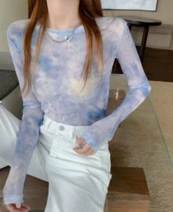 Light Blue Tie-Dye Clouds Mesh Top | Danielle - NewJeans -Diva s Closet Light Blue Tie Dye Clouds Mesh Top Danielle NewJeans 8 600x735 1