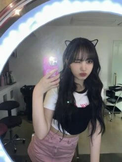 Light Pink Denim A-Line Skirt | Liz - IVE -Diva s Closet Light Pink Denim A Line Skirt Liz IVE Idol 2 600x800 1