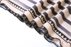 Beige And Black Striped Mesh Dress | Lisa - BlackPink -Diva s Closet Lisa BlackPink Beige And Black Striped Mesh Dress 7 600x400 1