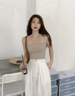 Black Slant Strap Top | Lisa - BlackPink -Diva s Closet Lisa BlackPink Black Slant Strap Top 24