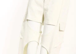 White Cut-Out Hollow Pants | Lisa - BlackPink -Diva s Closet Lisa BlackPink White Cut Out Hollow Pants 4 600x425 1