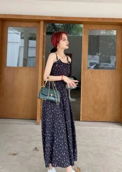 Black Sling Dress With Floral Pattern | Lisa - Blackpink -Diva s Closet Lisa Blackpink Black Sling Dress With Floral Pattern 4