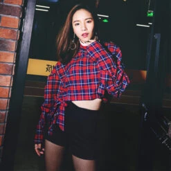 Red Plaid Crop Top | Lisa - BlackPink 20 Red Plaid Crop Top | Lisa - BlackPink -Diva s Closet Lisa Red Plaid Sweatshirt 8 600x600 1