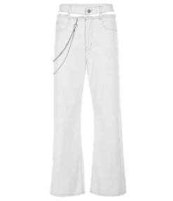 White Jeans With Waist Cut-out | Lisa - BlackPink -Diva s Closet Lisa White Pants With Waist Cut out 1 600x694 1