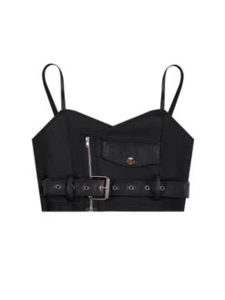 Black Belted Crop Top | Mia - Everglow