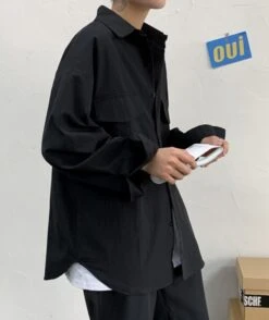 Black Shirt With Front Pockets | Mingyu - Seventeen -Diva s Closet Mingyu Seventeen Black Shirt With Front Pockets 11 600x714 1