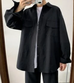 Black Shirt With Front Pockets | Mingyu - Seventeen -Diva s Closet Mingyu Seventeen Black Shirt With Front Pockets 13 600x675 1