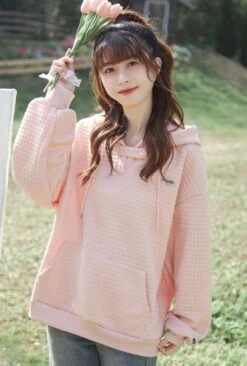 Pink Quilted Texture Hoodie | Mingyu - Seventeen