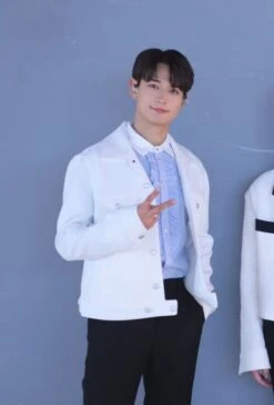 Blue Ruffled Placket Striped Shirt | Minho - SHINee -Diva s Closet Minho SHINee Blue Ruffled Placket Striped Shirt 1