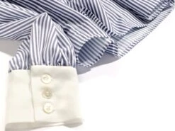 Blue Ruffled Placket Striped Shirt | Minho - SHINee -Diva s Closet Minho SHINee Blue Ruffled Placket Striped Shirt 20 600x449 1