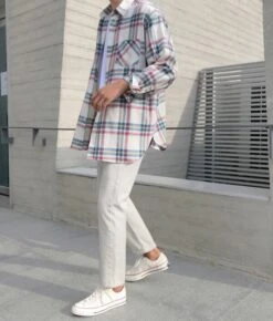 Plaid Blue And Red Long Sleeve Shirt | Minnie - (G)I-DLE -Diva s Closet Minnie GI DLE Plaid Blue And Red Long Sleeve Shirt 4 600x704 1