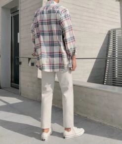 Plaid Blue And Red Long Sleeve Shirt | Minnie - (G)I-DLE -Diva s Closet Minnie GI DLE Plaid Blue And Red Long Sleeve Shirt 5 600x710 1