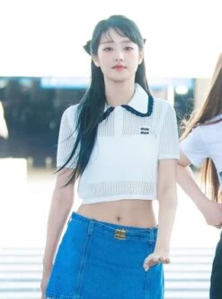 White See-Through Knit Polo Shirt | Minnie - (G)I-DLE -Diva s Closet Minnie GI DLE White See Through Knit Polo Shirt 1