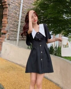 Black French Collared Dress | Miyeon - (G)I-DLE 14 Black French Collared Dress | Miyeon - (G)I-DLE -Diva s Closet Miyeon GI DLE Black French Collared Dress 4 600x751 1
