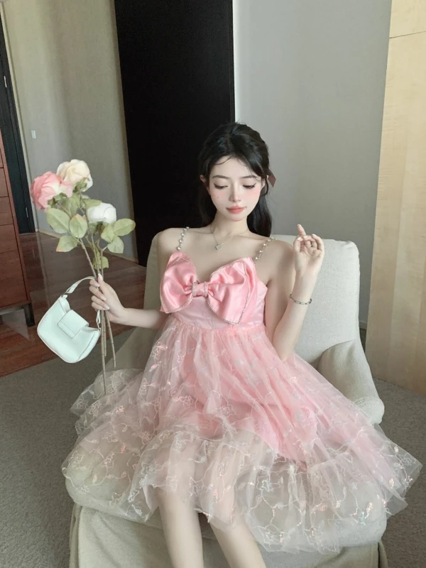 Pink Mesh Bow Dress | Miyeon - (G)I-DLE 11 Pink Mesh Bow Dress | Miyeon - (G)I-DLE - Image 9