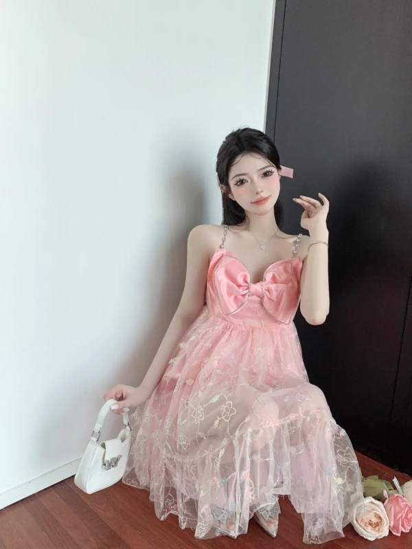 Pink Mesh Bow Dress | Miyeon - (G)I-DLE 10 Pink Mesh Bow Dress | Miyeon - (G)I-DLE - Image 8