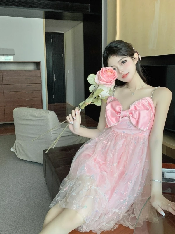 Pink Mesh Bow Dress | Miyeon - (G)I-DLE 9 Pink Mesh Bow Dress | Miyeon - (G)I-DLE - Image 7