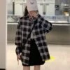 Black Oversized Plaid Shirt | Momo - Twice -Diva s Closet Momo Twice Black Oversized Plaid Shirt 4 600x685 1