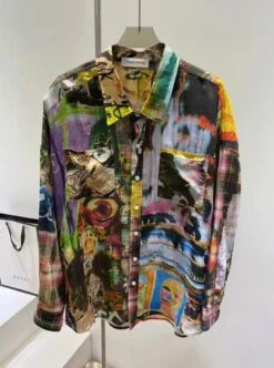 Multicolored Artsy Graffiti Plaid Shirt | Hoshi - Seventeen -Diva s Closet Multicolored Artsy Graffiti Plaid Shirt Hoshi Seventeen 5 600x807 1