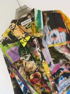 Multicolored Artsy Graffiti Plaid Shirt | Hoshi - Seventeen -Diva s Closet Multicolored Artsy Graffiti Plaid Shirt Hoshi Seventeen 7 600x804 1