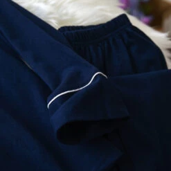 Navy Blue Pajama Set With White Linings | Olivia - Loona -Diva s Closet Navy Blue Pajama Set With White Linings Olivia Loona 8 600x600 1