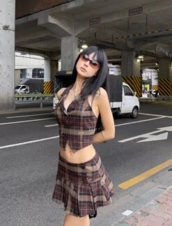 Brown Plaid Mini Skirt | Nayeon - Twice 15 Brown Plaid Mini Skirt | Nayeon - Twice -Diva s Closet Nayeon Twice Brown Plaid Mini Skirt 4