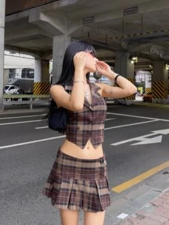 Brown Plaid Mini Skirt | Nayeon - Twice 16 Brown Plaid Mini Skirt | Nayeon - Twice -Diva s Closet Nayeon Twice Brown Plaid Mini Skirt 8