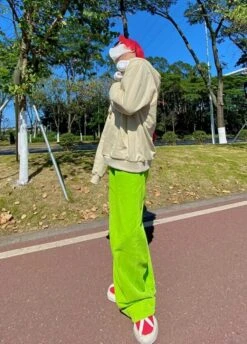 Neon Green Corduroy Pants | Xiumin - EXO -Diva s Closet Neon Green Corduroy Pants Xiumin EXO 2 600x835 1