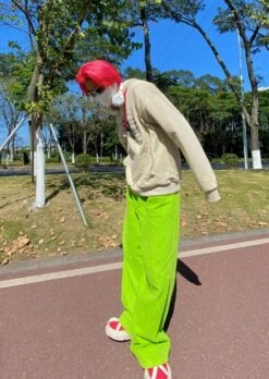 Neon Green Corduroy Pants | Xiumin - EXO -Diva s Closet Neon Green Corduroy Pants Xiumin EXO 3 600x845 1