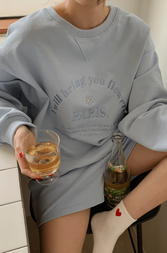 Yellow Letter Embroidered Loose Sweatshirt | Ningning - Aespa 12 Yellow Letter Embroidered Loose Sweatshirt | Ningning - Aespa - Image 10