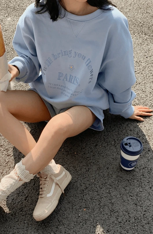 Yellow Letter Embroidered Loose Sweatshirt | Ningning - Aespa 14 Yellow Letter Embroidered Loose Sweatshirt | Ningning - Aespa - Image 12