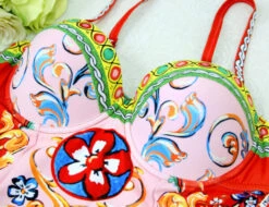 Pink Colorful Baroque Style One Piece Swimsuit | Solar - Mamamoo -Diva s Closet O1CN01R03EuL27LHuX7Y7XJ 1869807780 600x461 1