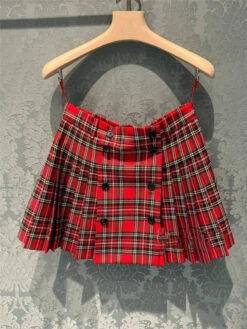 Red Side Pleat Plaid Mini Skirt | Wonyoung - IVE -Diva s Closet O1CN01nj3V6K1SGo2i3vEP9 2661642220 600x799 1