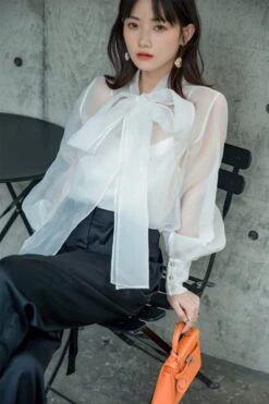 White Lantern Sleeve Bowknot Blouse | Olivia - Loona -Diva s Closet Olivia Loona White Lantern Sleeve Bowknot Blouse 11 600x901 1