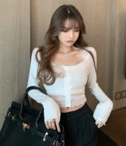 White Lace Edge Top | Onda - Everglow -Diva s Closet Onda Everglow White Lace Edge Top 26 600x697 1