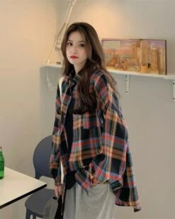 Multicolored Checkered Flannel Shirt | Hyungwon - MONSTA X -Diva s Closet Orange Checkered Flannel Shirt Hyungwon MONSTA X 1 600x750 1