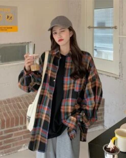 Multicolored Checkered Flannel Shirt | Hyungwon - MONSTA X -Diva s Closet Orange Checkered Flannel Shirt Hyungwon MONSTA X 4 600x750 1