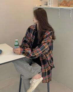 Multicolored Checkered Flannel Shirt | Hyungwon - MONSTA X -Diva s Closet Orange Checkered Flannel Shirt Hyungwon MONSTA X 7 600x749 1