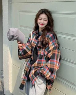 Multicolored Checkered Flannel Shirt | Hyungwon - MONSTA X -Diva s Closet Orange Checkered Flannel Shirt Hyungwon MONSTA X 8 600x750 1