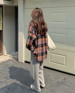 Multicolored Checkered Flannel Shirt | Hyungwon - MONSTA X -Diva s Closet Orange Checkered Flannel Shirt Hyungwon MONSTA X 9 600x750 1