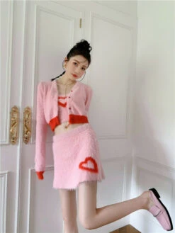 Pink Heart Fur Camisole Crop Top | Joy - Red Velvet -Diva s Closet Pink Heart Fur Camisole Top Joy Red Velvet 10 600x800 1