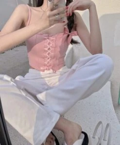 Pink Lace-Up Corset Crop Top | Momo - Twice -Diva s Closet Pink Lace Up Corset Crop Top Momo Twice 7 600x721 1