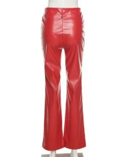 Pink Lace-Up Faux Leather Flare Pants | Irene - Red Velvet -Diva s Closet Pink Lace Up Faux Leather Flare Pants Irene Red Velvet 8 600x750 1