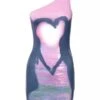 Pink One Shoulder Heart Silhouette Dress | Maya - XG -Diva s Closet Pink One Shoulder Heart Silhouette Dress Maya NewJeans 3 600x750 1