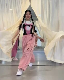 Pink One Shoulder Heart Silhouette Dress | Maya - XG -Diva s Closet Pink One Shoulder Heart Silhouette Dress Maya NewJeans Idol 1 600x750 1