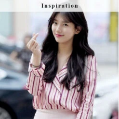 Pink Striped Shirt | Suzy 9 Pink Striped Shirt | Suzy -Diva s Closet Pink Striped Blouse Bae Suzy Inspired Outfit 600x600 1