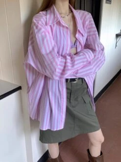 Pink Stripes Long Sleeves Shirt | Jiwoo - NMIXX -Diva s Closet Pink Stripes Long Sleeves Shirt Jiwoo NMIXX 12 600x801 1