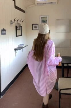 Pink Stripes Long Sleeves Shirt | Jiwoo - NMIXX -Diva s Closet Pink Stripes Long Sleeves Shirt Jiwoo NMIXX 2