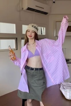 Pink Stripes Long Sleeves Shirt | Jiwoo - NMIXX -Diva s Closet Pink Stripes Long Sleeves Shirt Jiwoo NMIXX 5 600x896 1