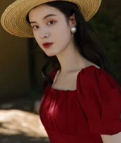 Red Chiffon Puff Sleeves Dress | Taeyeon Girls Generation -Diva s Closet Red Chiffon Puff Sleeves Dress Taeyeon Girls Generation 9 600x709 1